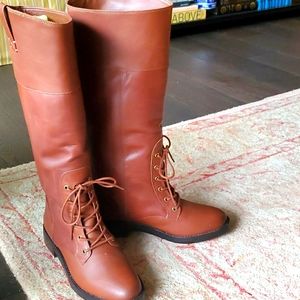 J. Crew leather lace up boots brand new with box
